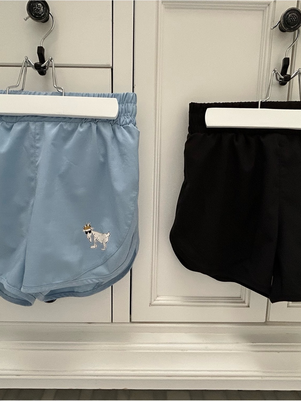 Girls Goat USA Athletic Shorts Duo — Light Blue & Black